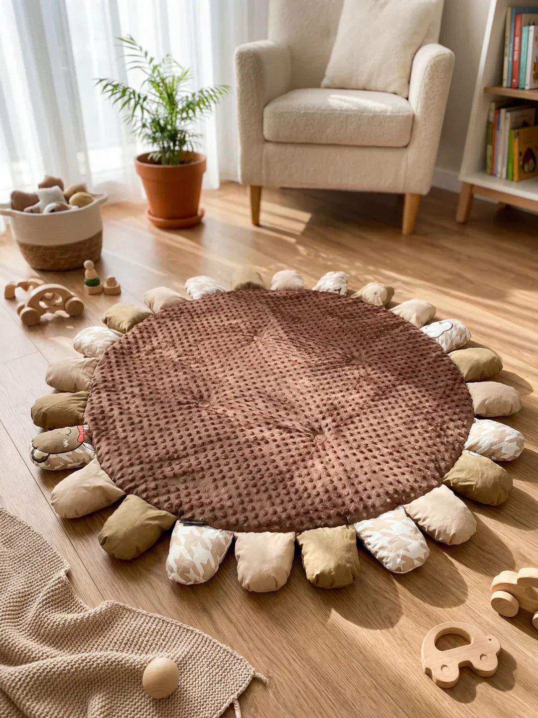 حصيرة لعب مبطنة للأطفال من القطن المبطّن، 120 × 120cm