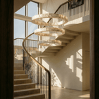 LuminaCalcite Halo Alabaster Chandelier With Steel Cable Framework