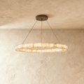 LuminaCalcite Halo Alabaster Chandelier With Steel Cable Framework