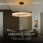LuminaCalcite Halo Alabaster Chandelier With Steel Cable Framework