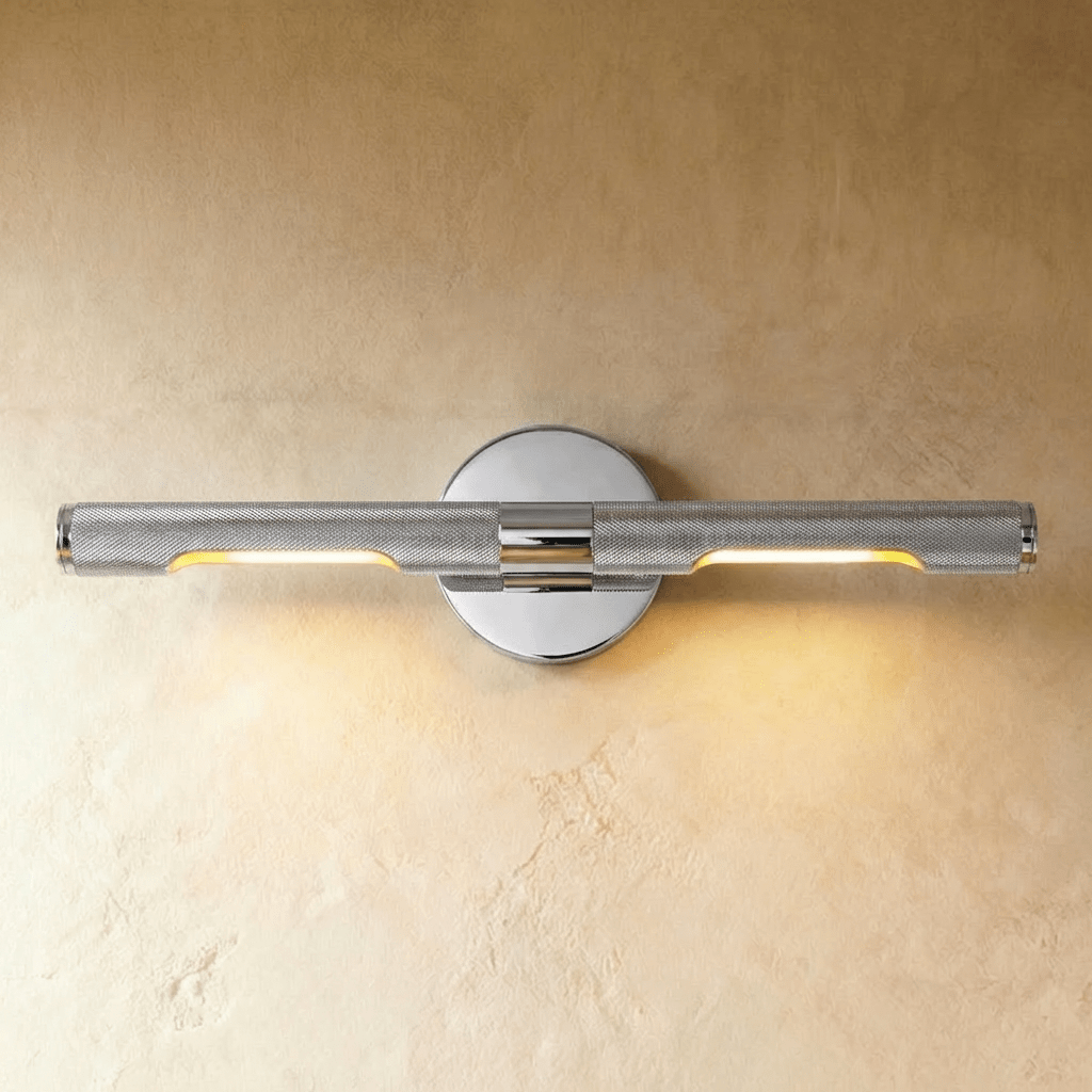 Nástěnná zrcadlová lampa Knurled Brass s teplým světlem  