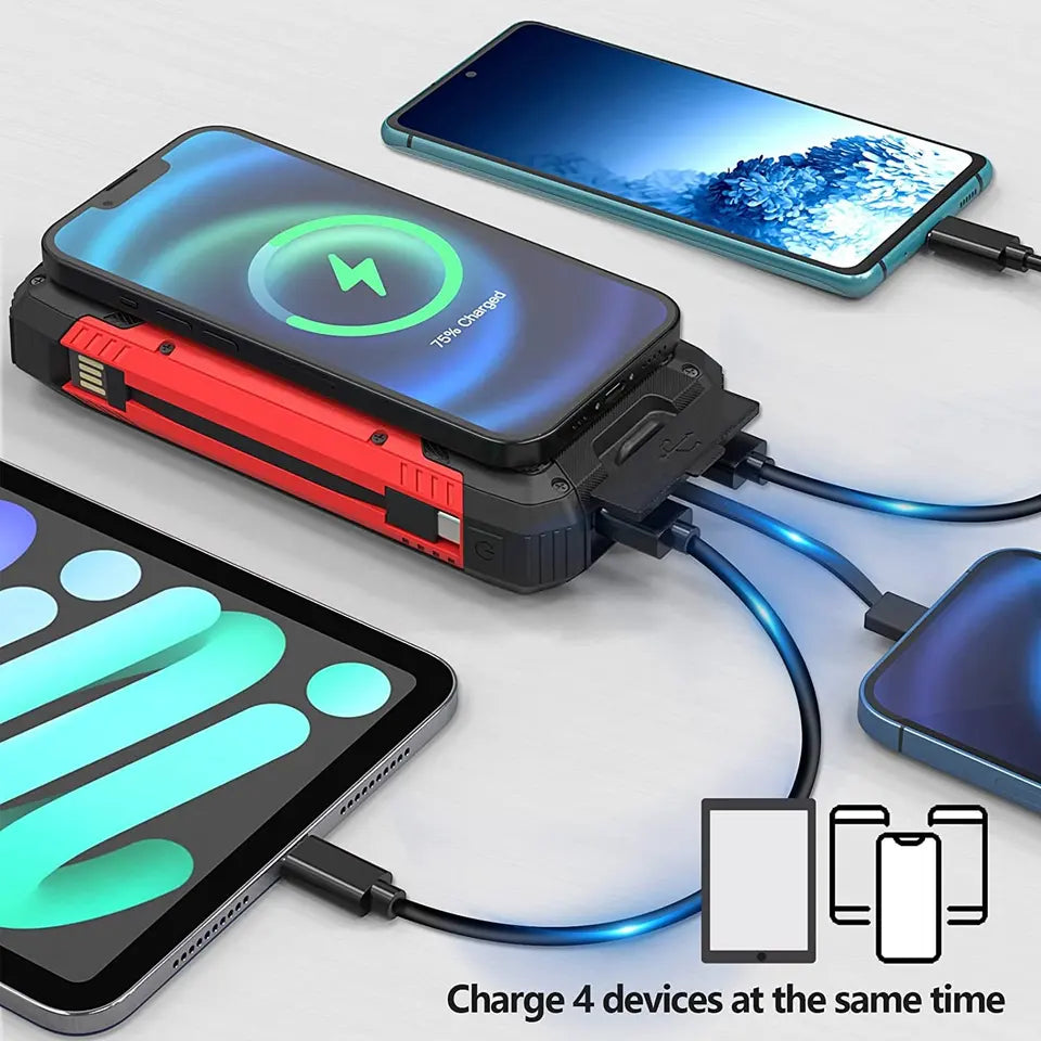 Batterie externe solaire 30 000mAh EclipseVolt, étanche avec recharge sans fil Qi