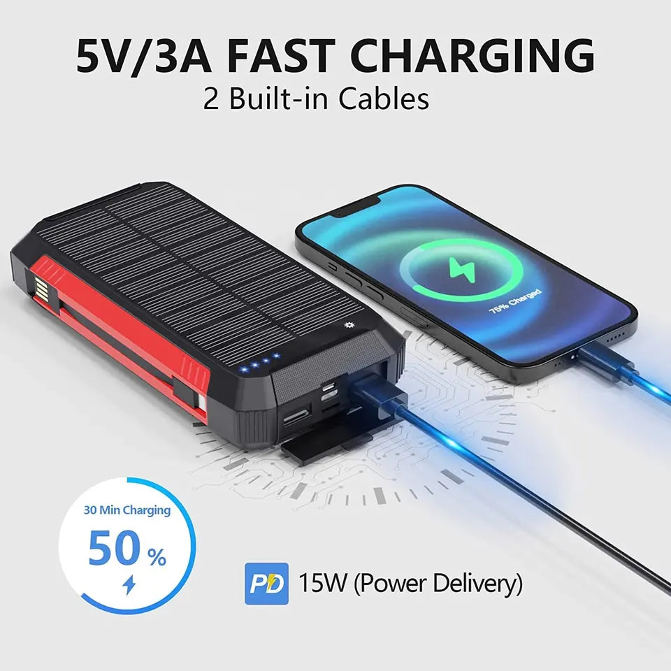 Batterie externe solaire 30 000mAh EclipseVolt, étanche avec recharge sans fil Qi