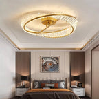 Opulent Crystal Ring Ceiling Lamp With Metal Frame And LED Lighting