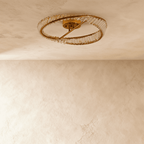 Opulent Crystal Ring Ceiling Lamp With Metal Frame And LED Lighting
