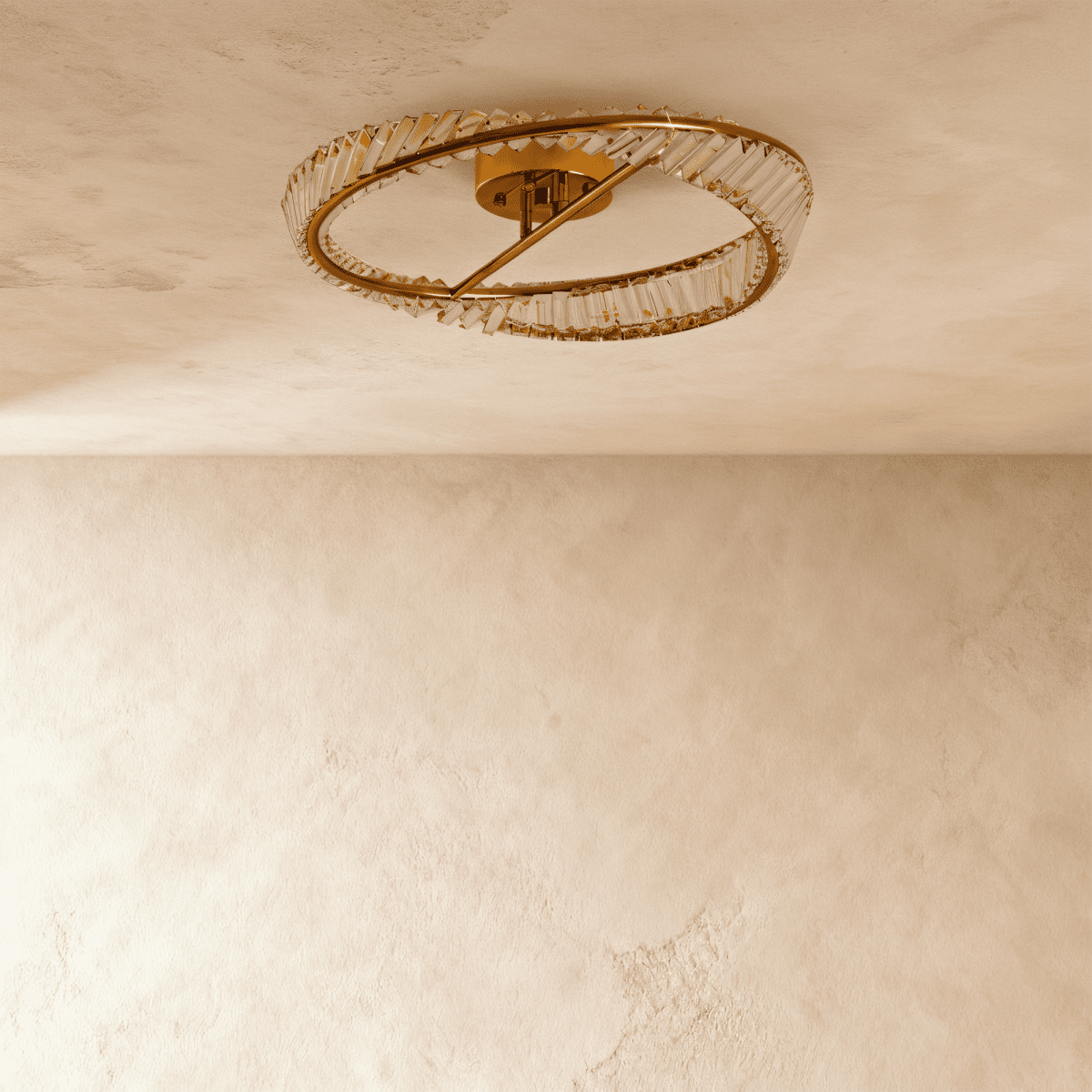 Opulent Crystal Ring Ceiling Lamp With Metal Frame And LED Lighting