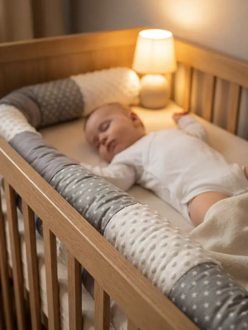 Protetor premium para cama de bebé em algodão e veludo | Fioriscas