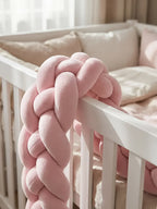 Woven Cotton Crib Liner, 4-Strand Braided Rail Guard for Nursery