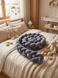 Woven Cotton Crib Liner, 4-Strand Braided Rail Guard for Nursery