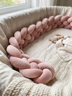 Woven Cotton Crib Liner, 4-Strand Braided Rail Guard for Nursery