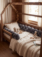 Woven Cotton Crib Liner, 4-Strand Braided Rail Guard for Nursery