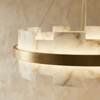 Candeeiro de Teto Halo em Cobre e Alabastro com Camadas Flutuantes