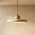 Luz de Pendente TerraLume em Madeira de Travertino para Decoração Natural de Casa