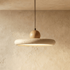 Luz de Pendente TerraLume em Madeira de Travertino para Decoração Natural de Casa