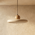 Luz de Pendente TerraLume em Madeira de Travertino para Decoração Natural de Casa