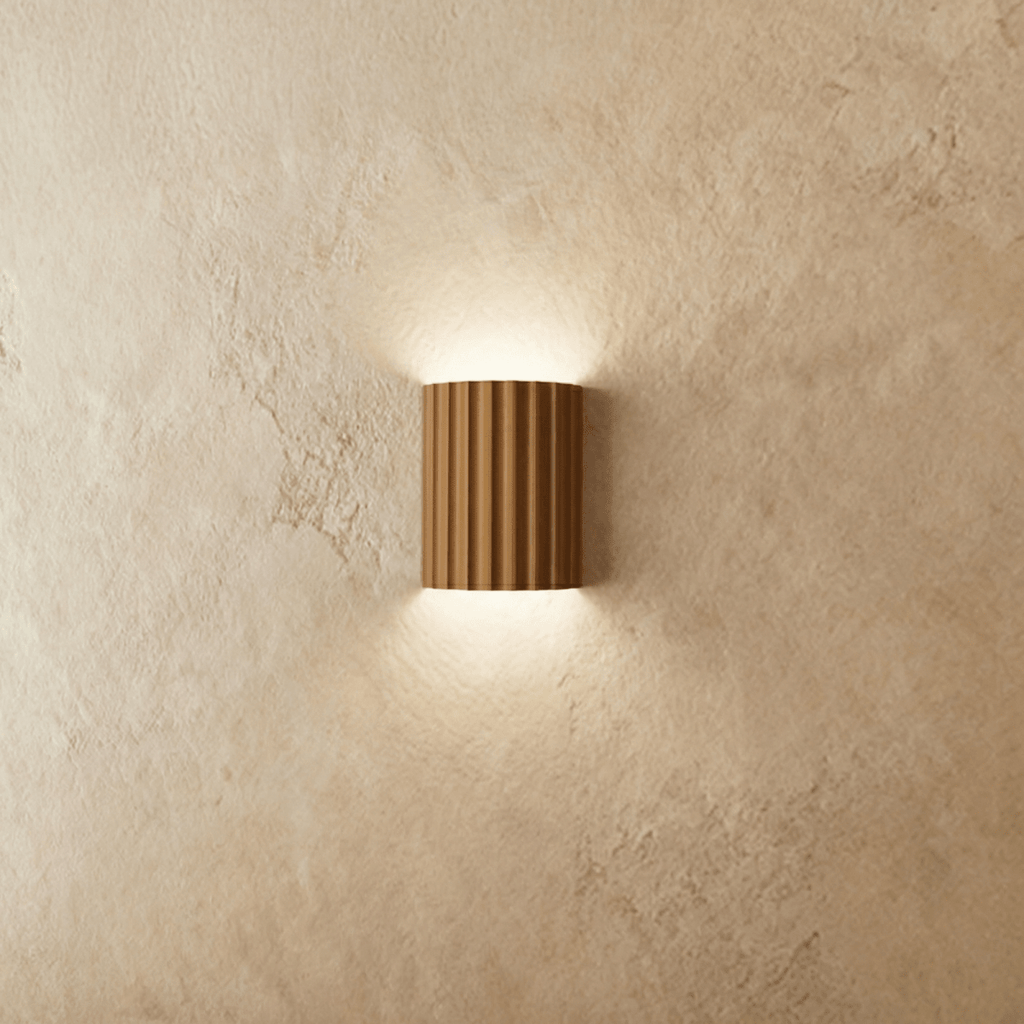 LumenFlute Resin Wall Lamp With Fluted Texture For Ambient Glow