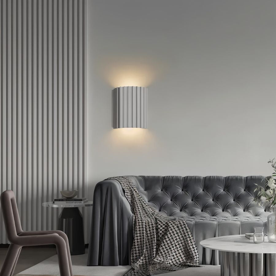 LumenFlute Resin Wall Lamp With Fluted Texture For Ambient Glow