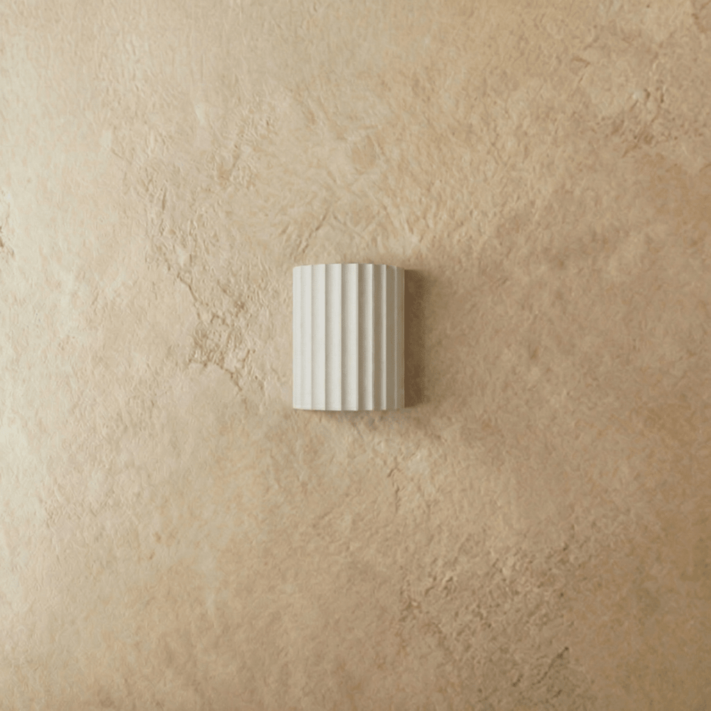 LumenFlute Resin Wall Lamp With Fluted Texture For Ambient Glow