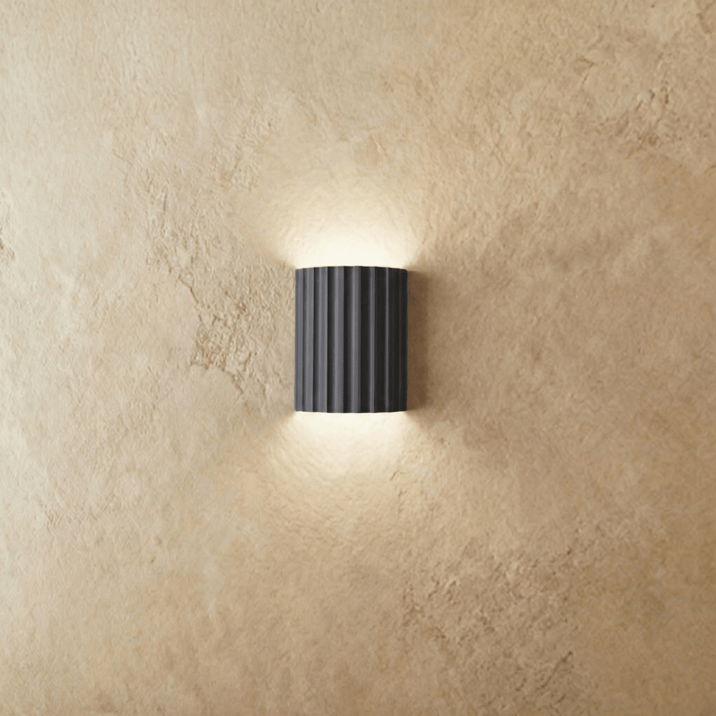 LumenFlute Resin Wall Lamp With Fluted Texture For Ambient Glow
