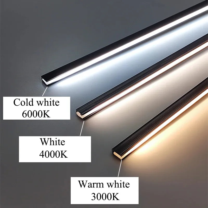 LED-lysskinne til underskab, kan afkortes efter behov, slank aluminiumsskinne, 3 lysfarver