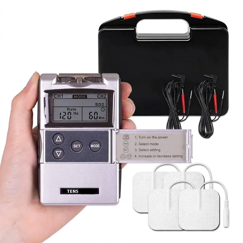 Dual-Channel TENS EMS Muscle Stimulator With 4 Electrode Pads