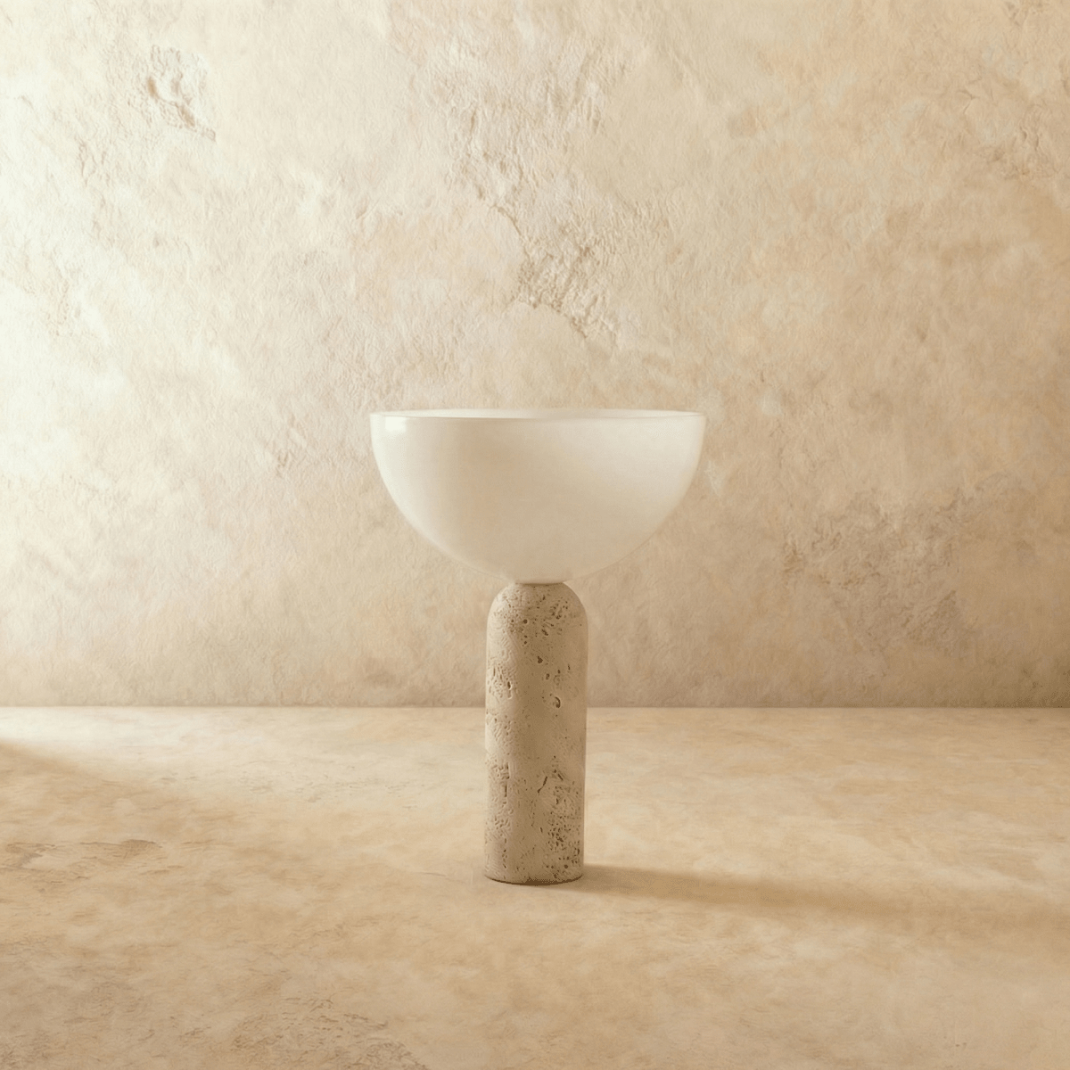 TerraGlow travertinglas LED bordslampa för minimalistiska vardagsrum