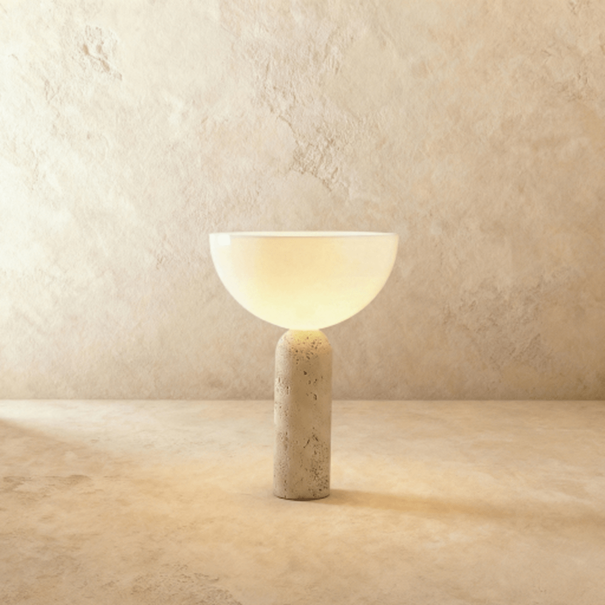 TerraGlow travertinglas LED bordslampa för minimalistiska vardagsrum