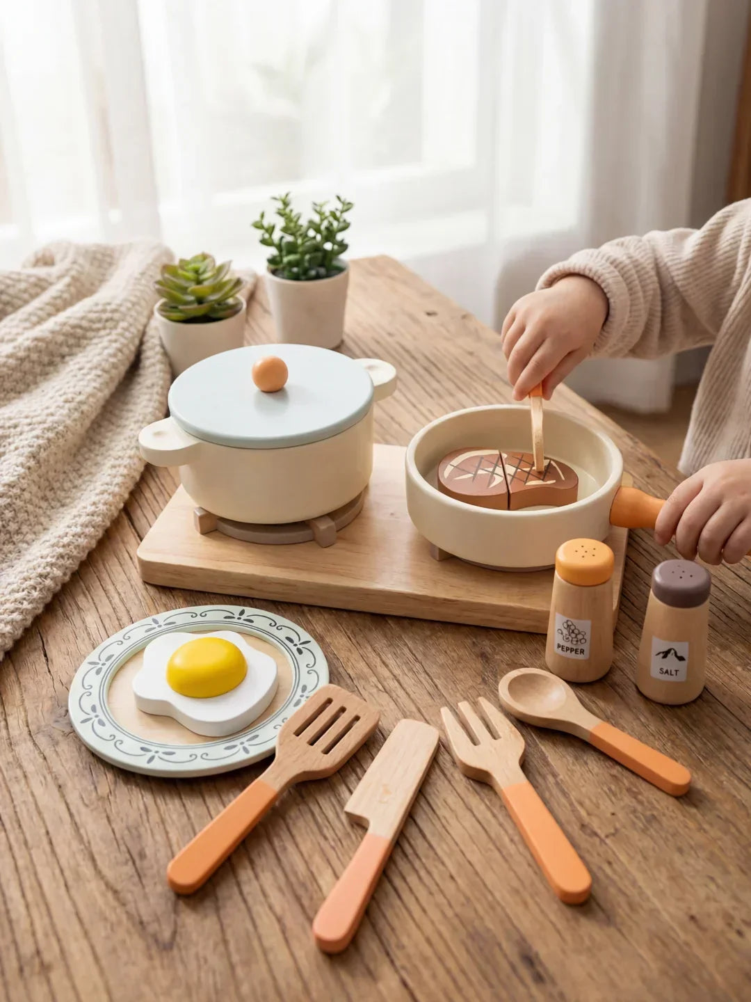 La cuisine du petit chef – Un ensemble de jeu en bois pour des aventures culinaires imaginaires | Fioriscas