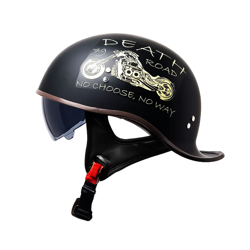 Motorcycle Half Helmet With Flip-Down Visor, VoltGlide DOT Certified
