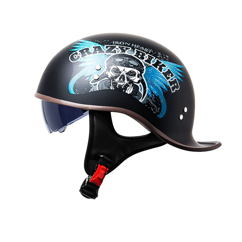 Motorcycle Half Helmet With Flip-Down Visor, VoltGlide DOT Certified