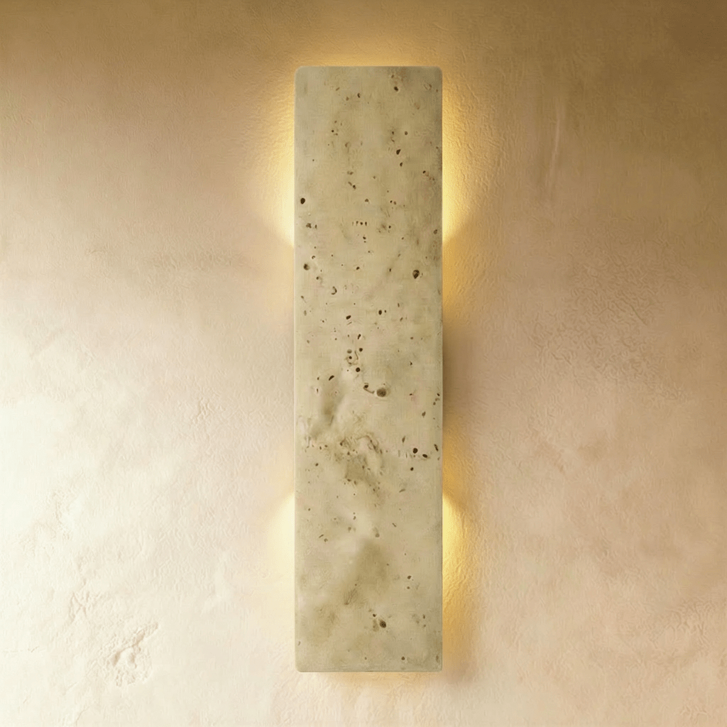 Lumina Travertine Wall Lamp With Warm Architectural Glow