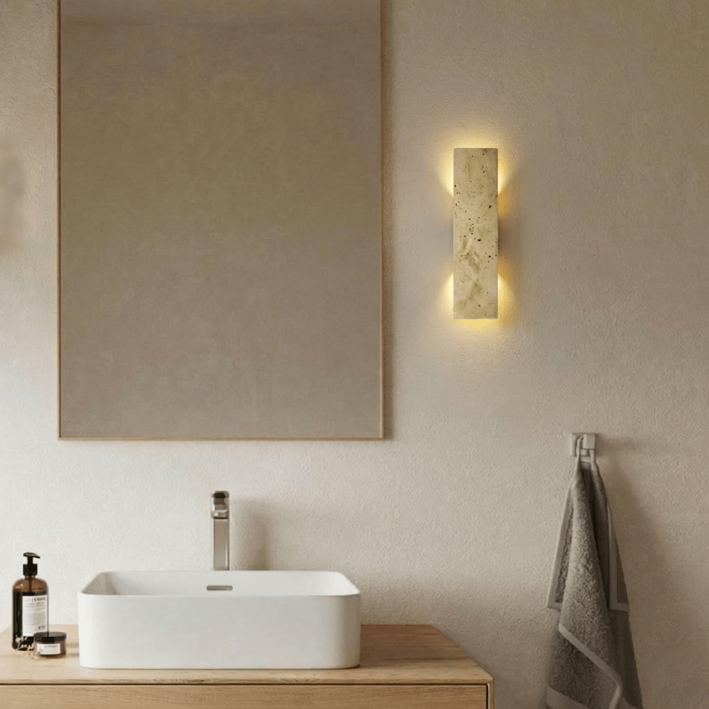 Lumina Travertine Wall Lamp With Warm Architectural Glow