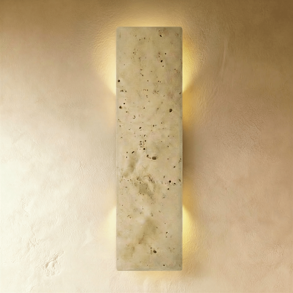 Lumina Travertine Wall Lamp With Warm Architectural Glow