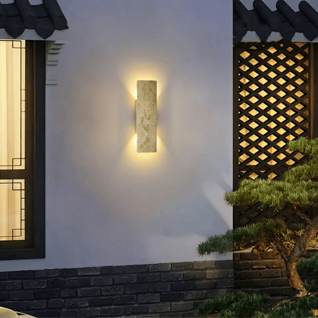 Lumina Travertine Wall Lamp With Warm Architectural Glow