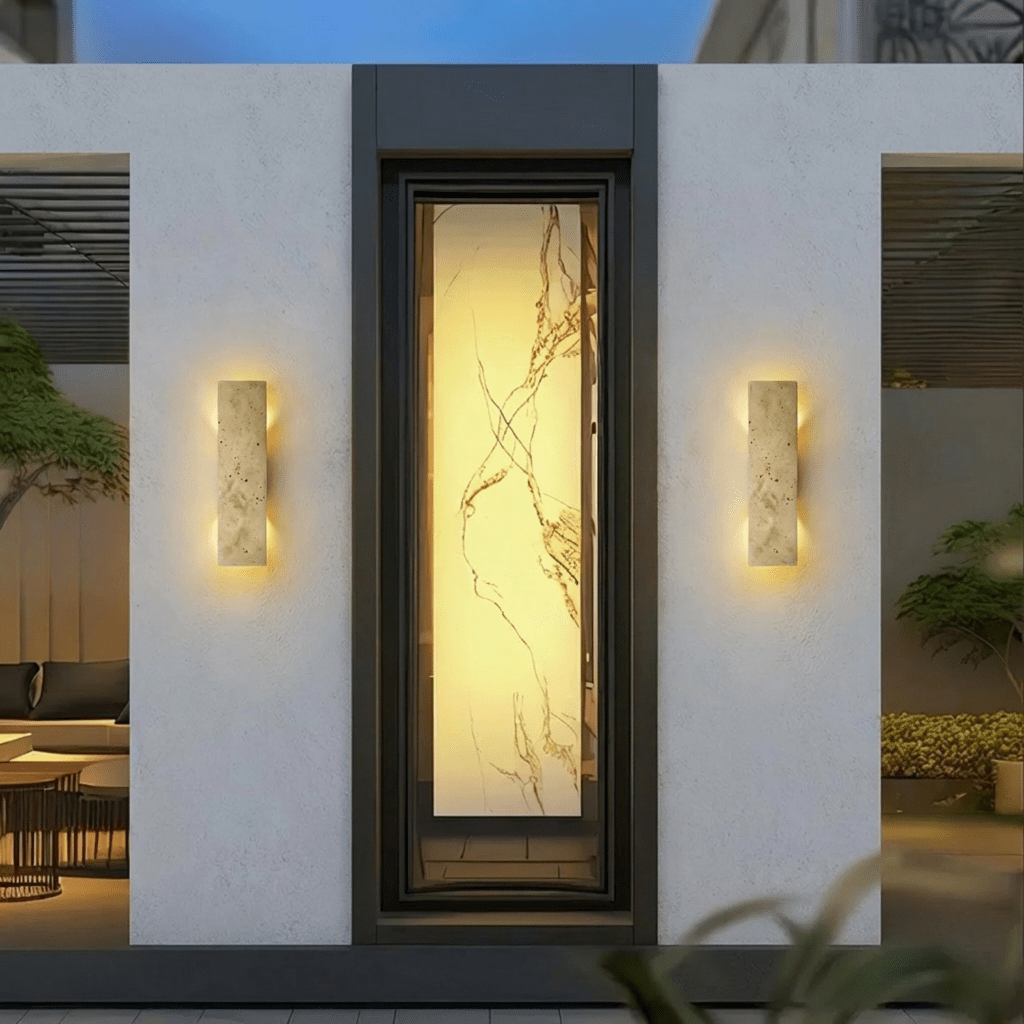 Lumina Travertine Wall Lamp With Warm Architectural Glow