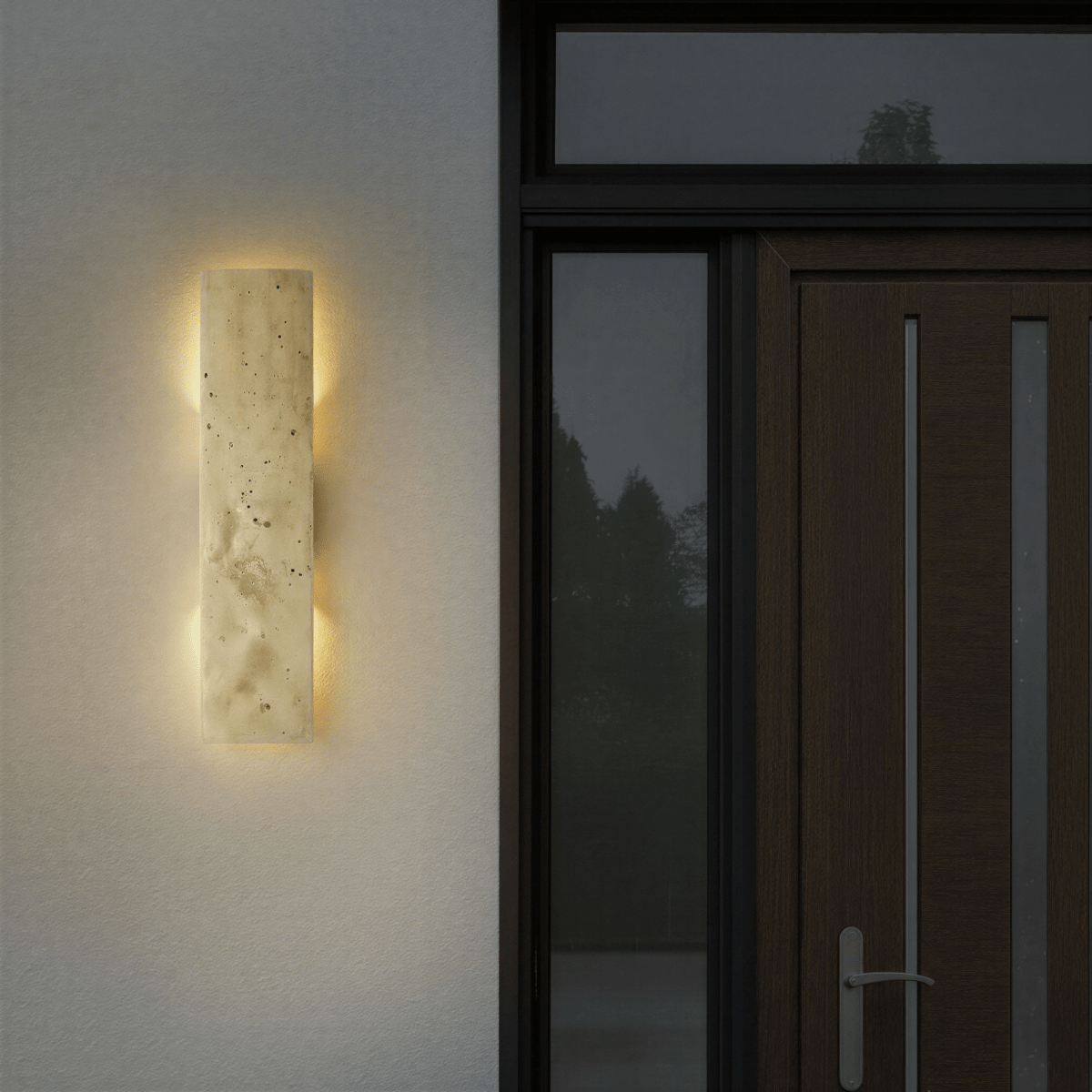 Lumina Travertine Wall Lamp With Warm Architectural Glow