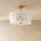 Lampada da Soffitto Copper Blossom in Vetro con Paralume a Petali e Finitura Rame  