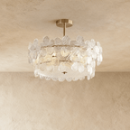 Lampada da Soffitto Copper Blossom in Vetro con Paralume a Petali e Finitura Rame  