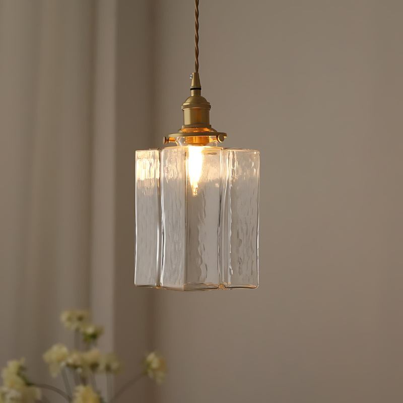 Candeeiro Suspenso Luxe Cubo de Vidro com Brilho Fosco e Transparente