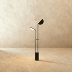 LumenArc Dual Head Iron Floor Lamp For Sculptural Modern Lighting