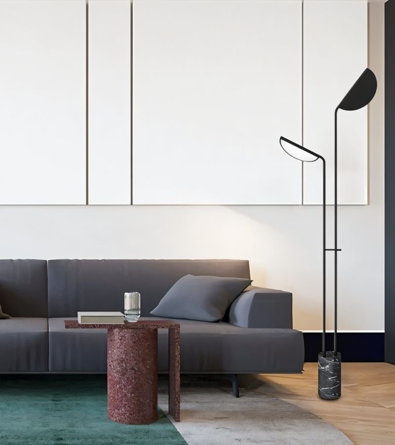 LumenArc Dual Head Iron Floor Lamp For Sculptural Modern Lighting