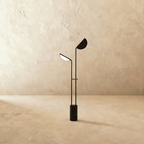LumenArc Dual Head Iron Floor Lamp For Sculptural Modern Lighting