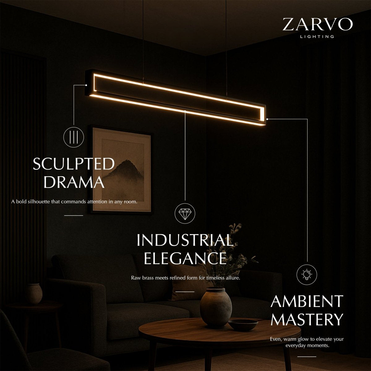 NoirLumen Matte Black Chandelier With Adjustable Height For Dining Rooms And Entryways