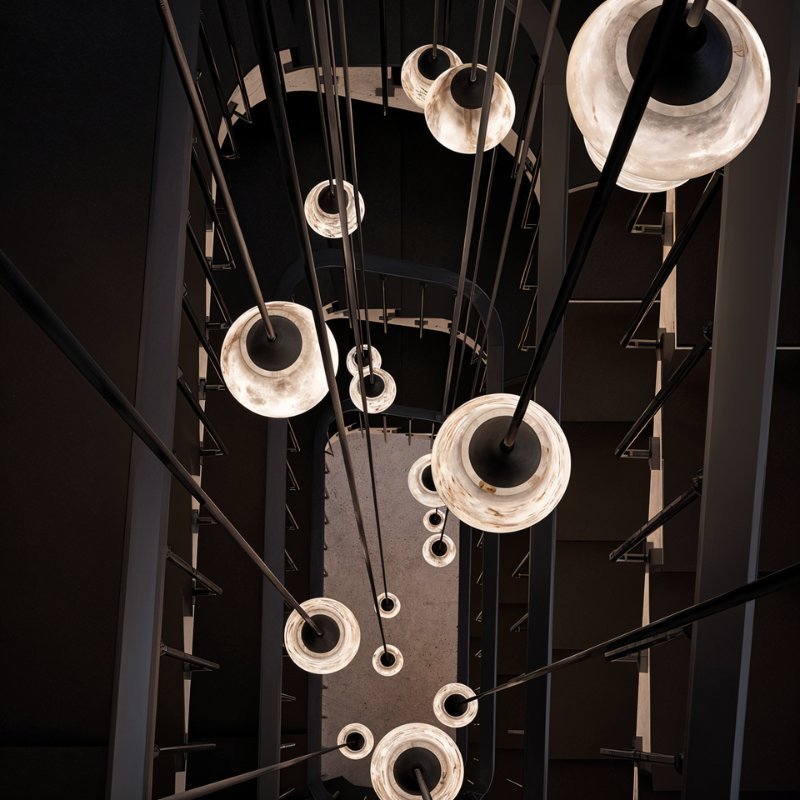 Vaelora alabastrowa lampa wisząca z elegancką metalową ramą  