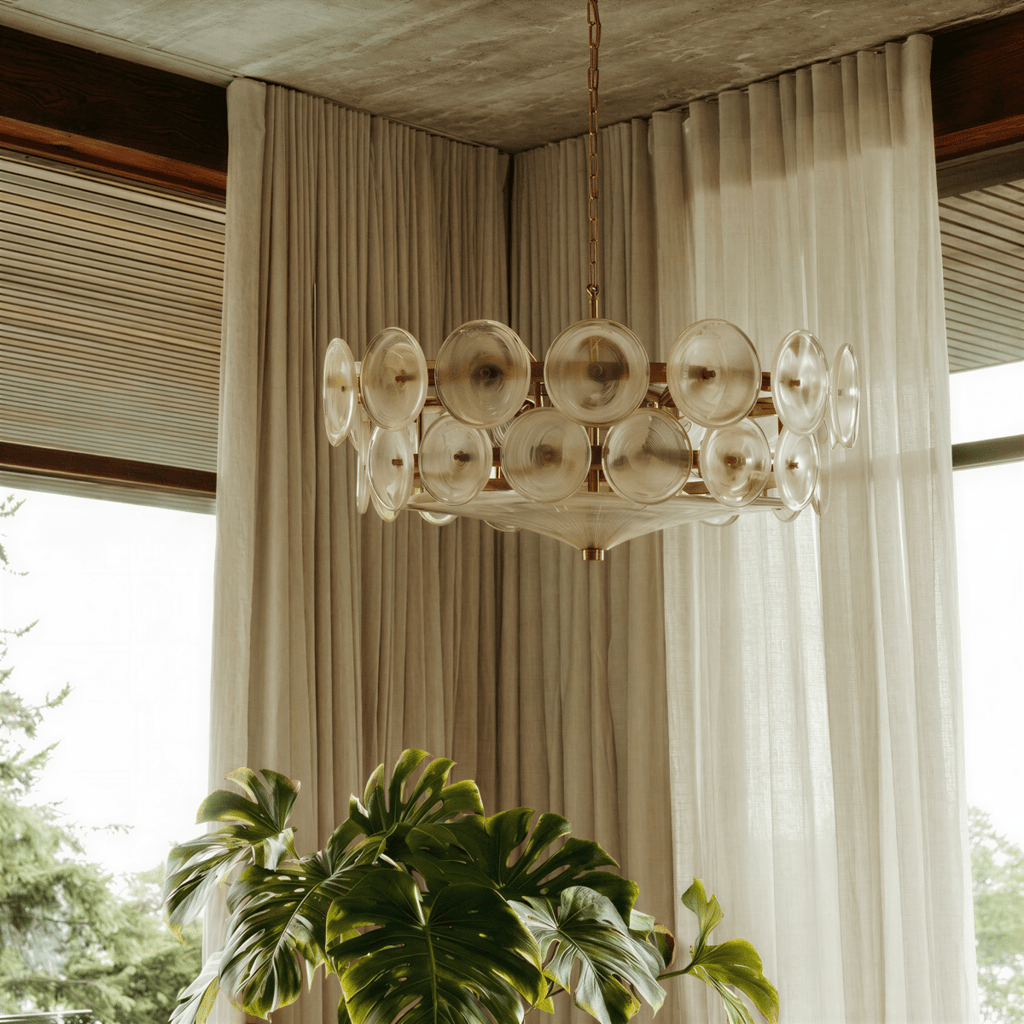 HaloSphere Stainless Steel And Glass Discs Chandelier