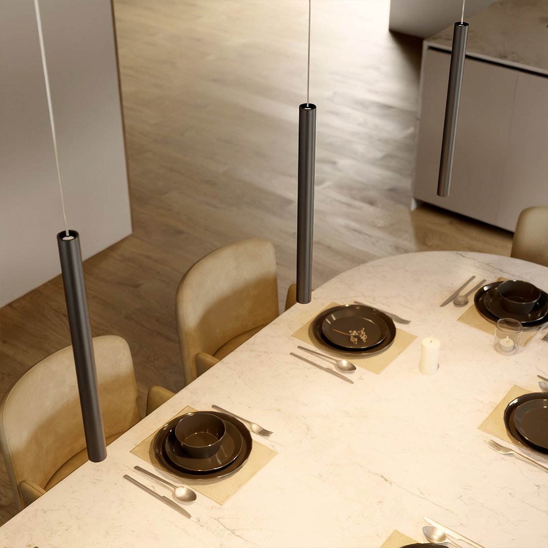 AeroLume Minimalistische Pendelleuchte aus Aluminium, warmweißes 2700K-LED-Licht