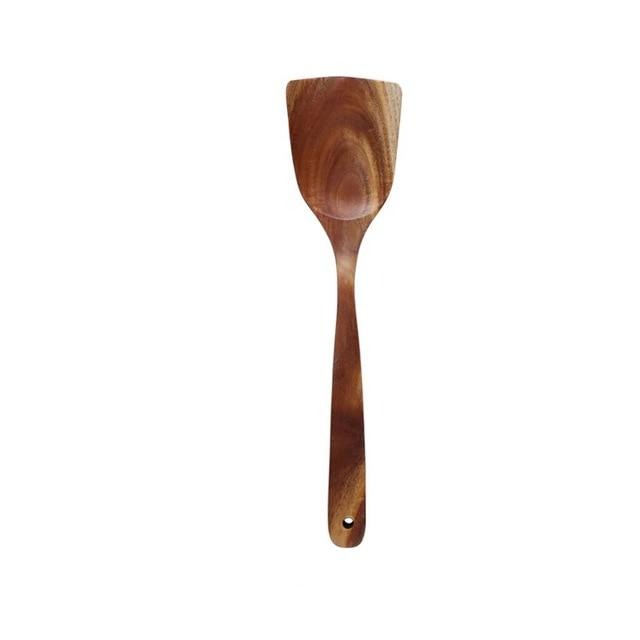 Keukengerei-set van teakhout, 7-delig, met voedselveilige oliefinish