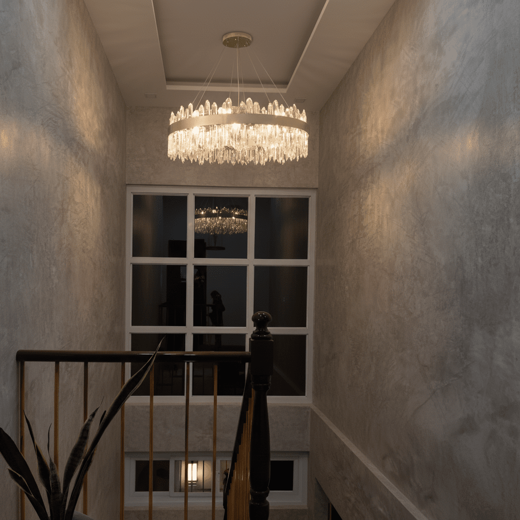 Lumiara kristallen cascade kroonluchter met koperen en gouden afwerking
