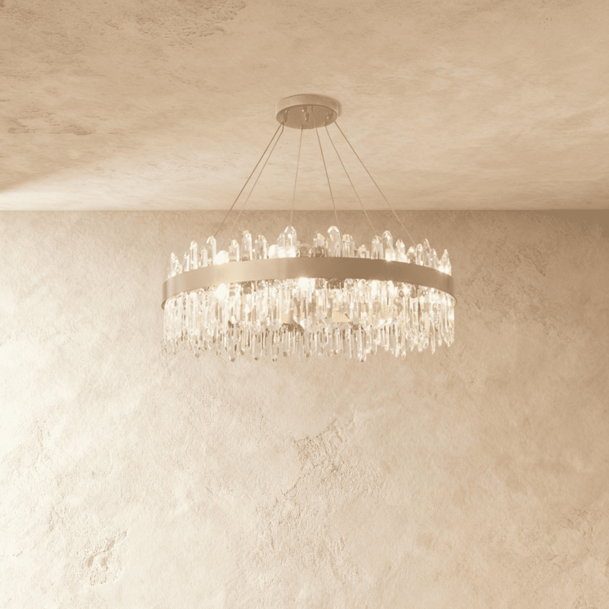 Lumiara kristallen cascade kroonluchter met koperen en gouden afwerking
