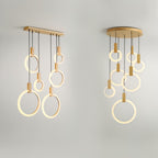Aurora Loop Chandelier With Acrylic Ring Heads And Wooden Base